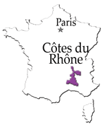 Map of Cotes du Rhone Wine Region in France